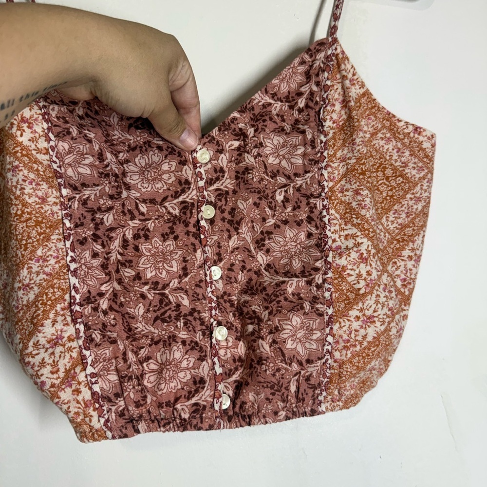 American Eagle Crop Top Floral Boho Quilted - Picture 4 of 6